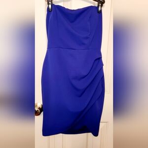 Blue strapless midi dress